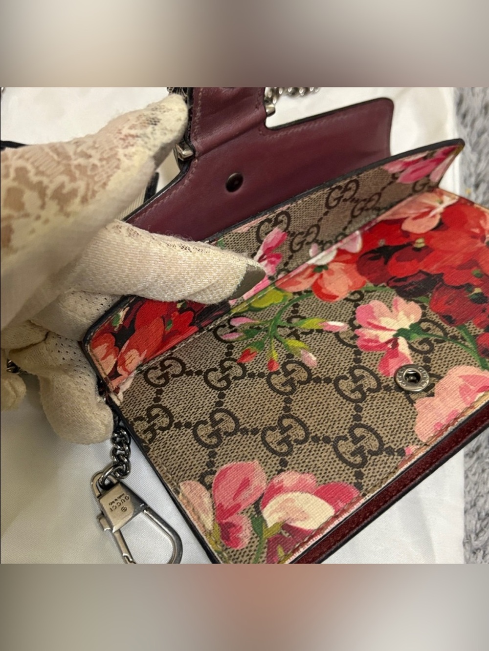 GG Supreme Monogram Blooms Super Mini Dionysus Shoulder Bag Beige Multicolor - Picture 10 of 16
